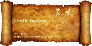 Kosik Ambrus névjegykártya